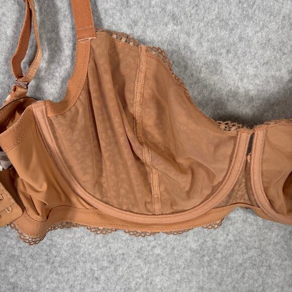 Skarlett Blue Bra‎ 40DDD Tan Balconette Lace Underwire Unlined 336221 NEW $62 - Picture 9 of 12